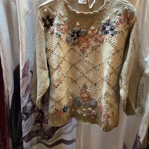 Vintage Floral Knit Women's Sweater